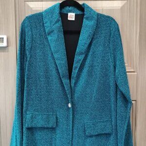 The ZigZag Stripe Women's Shiny Teal Jacket size large